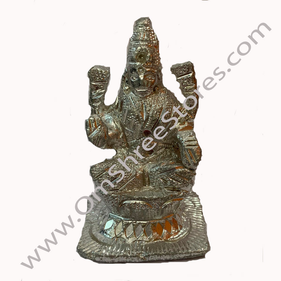Silver Goddess Lakshmi Idol Sitting on Black Agate Pedestal with Gift Box |  Exotic India Art